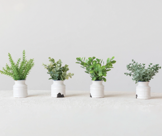 Faux Plant in Stoneware Pot New * Home