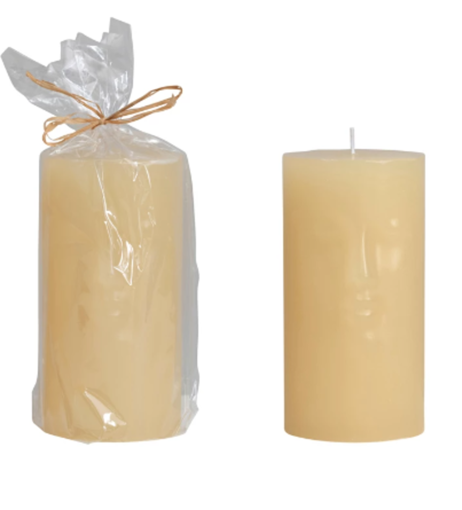 Unscented Face Pillar Candle