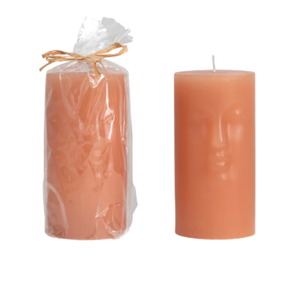 Unscented Face Pillar Candle Pink New * Gifts & Speciality