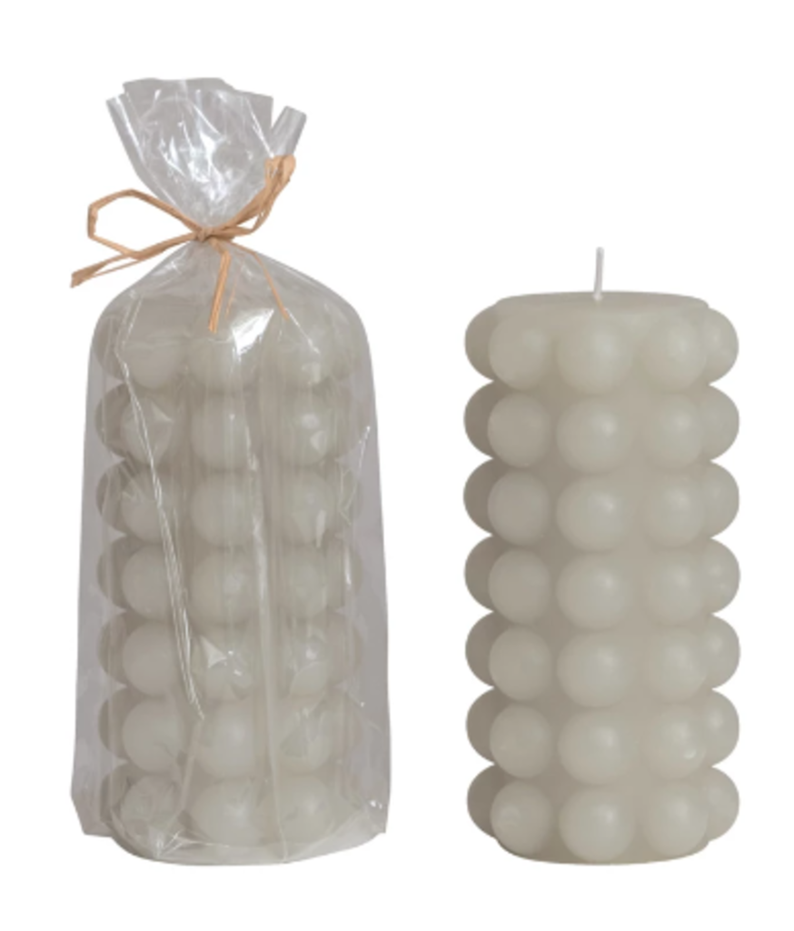 Unscented Hobnail Pillar Candle Grey New * Candles | Melts/Scents