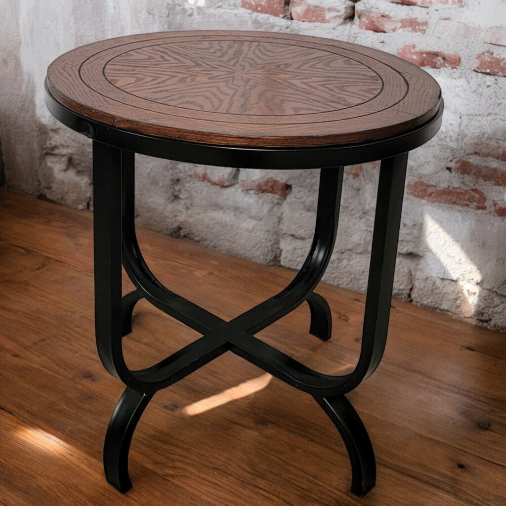 5375 Round Wood and Metal Sidetable