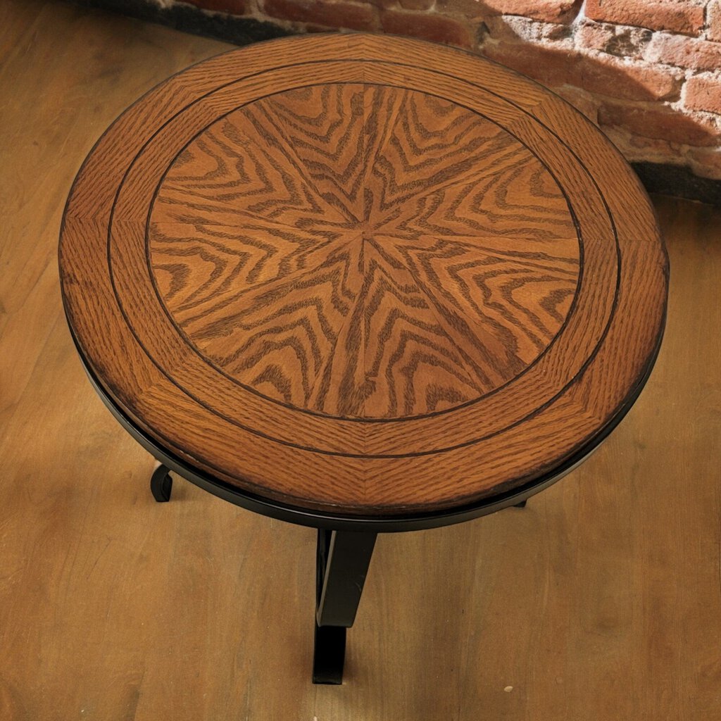 5375 Round Wood and Metal Sidetable