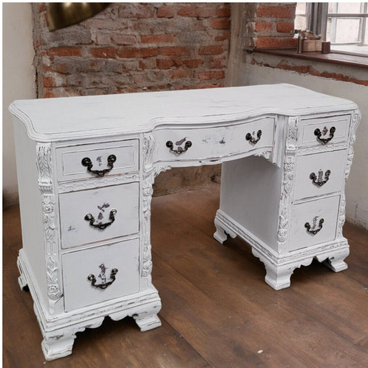 5393 Antique Shabby White Desk