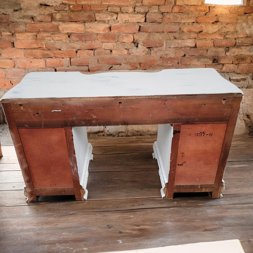 5393 Antique Shabby White Desk