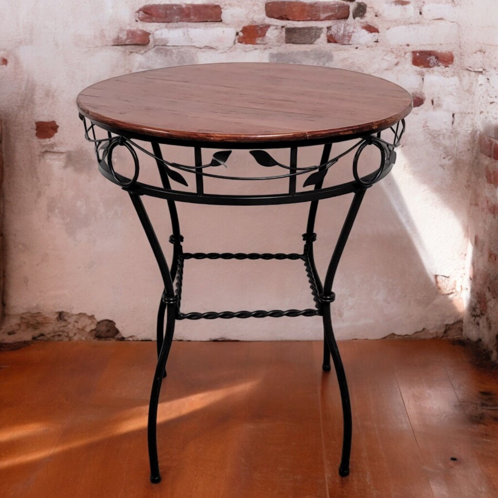 5399 Wood and Metal Round Pub Table ~ Furniture