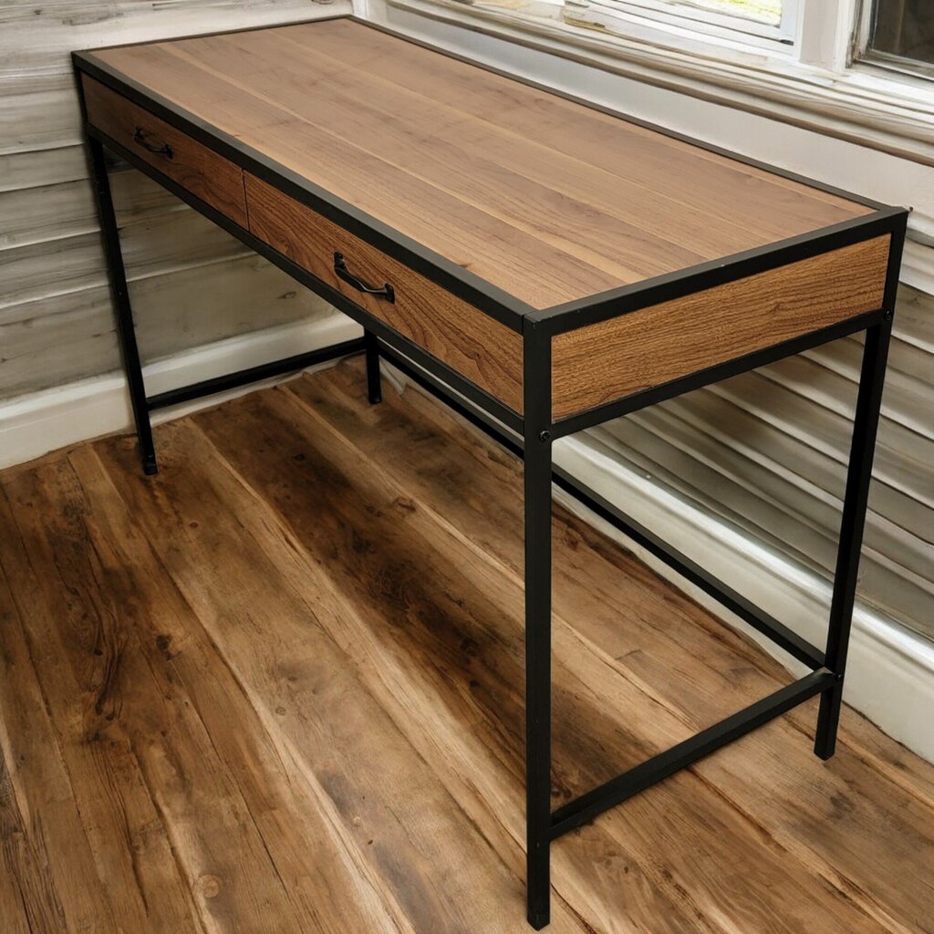 5409 Industrial Metal and Woodgrain Desk