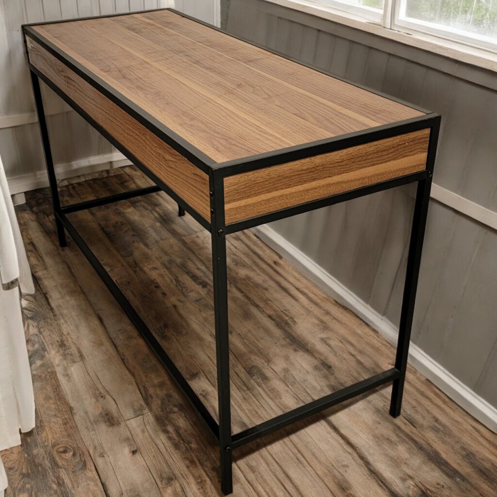 5409 Industrial Metal and Woodgrain Desk