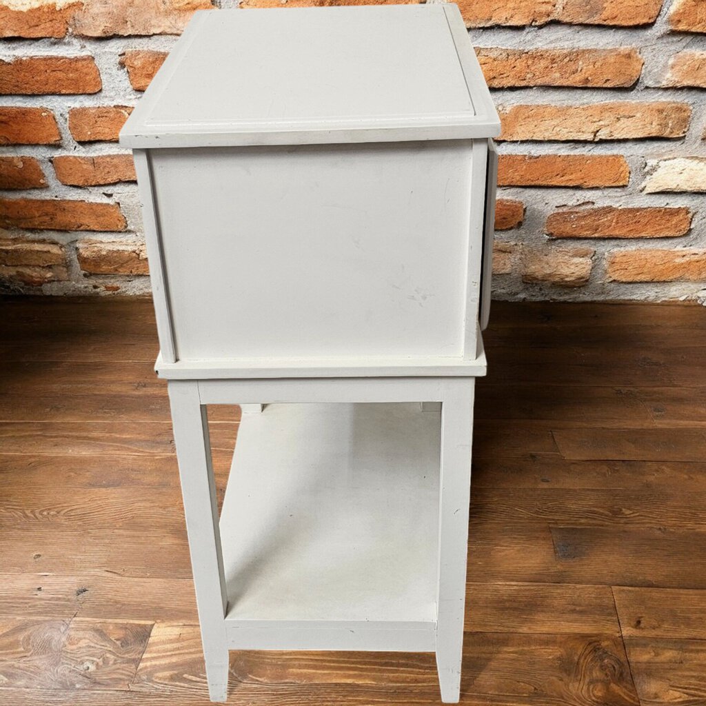 5449 Small White 2 Tier Accent Table with 2 Drawers