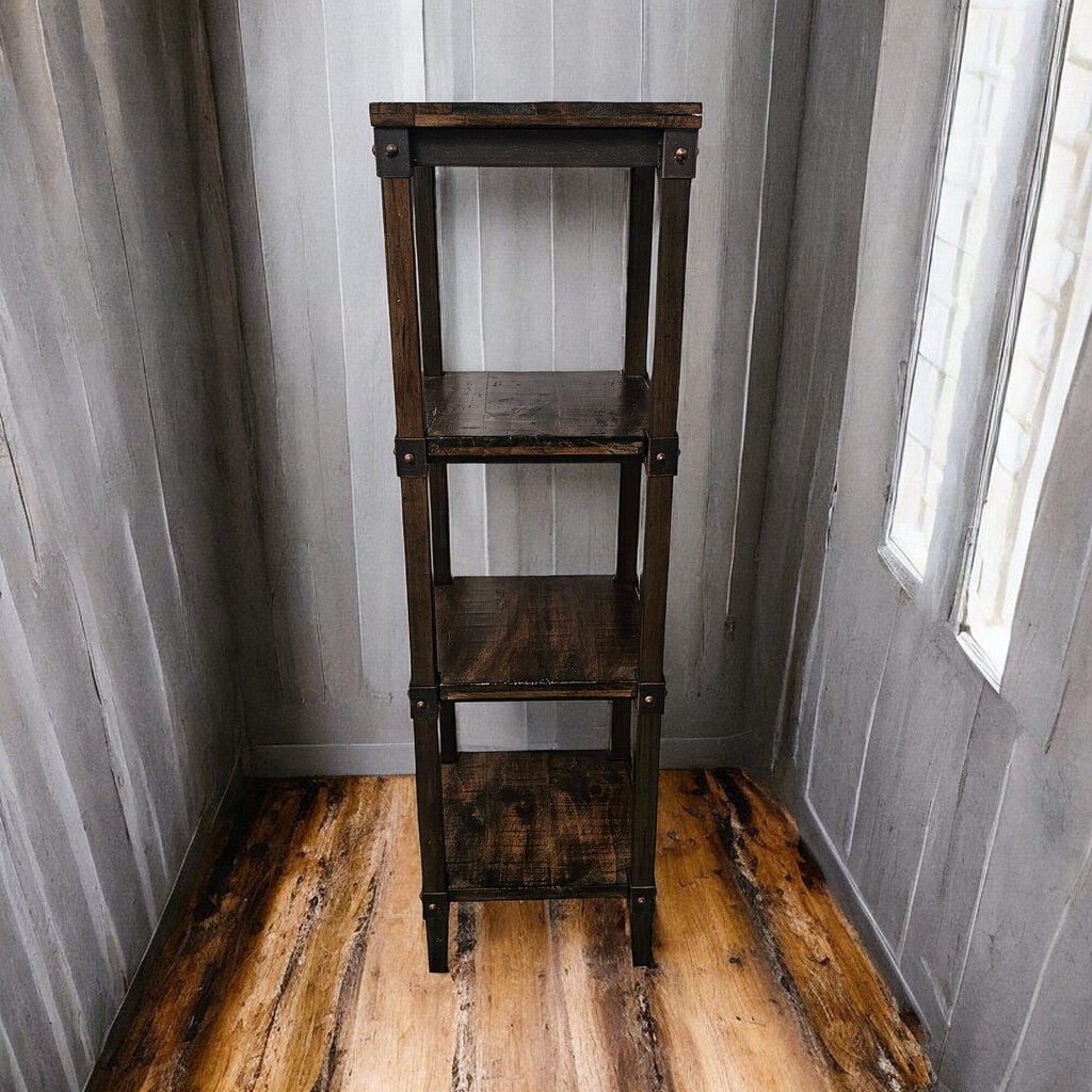 5452 Rustic Wooden Metal 4 Tier Shelf