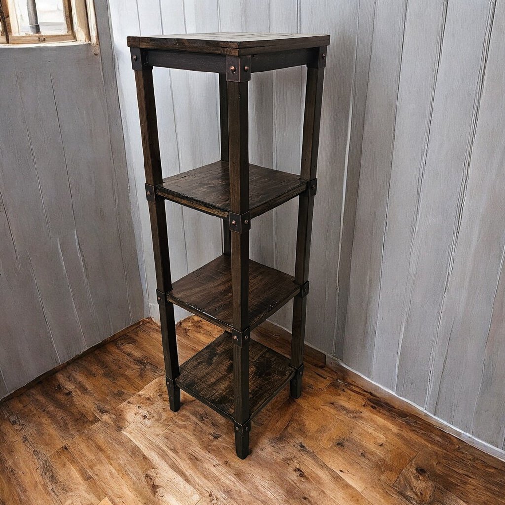 5452 Rustic Wooden Metal 4 Tier Shelf