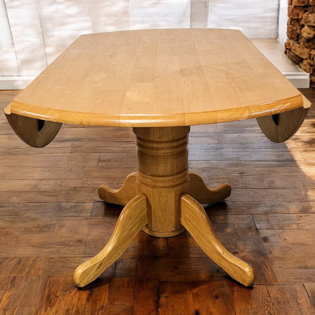 5464 Oak Pedestal Dropleaf Dining Table