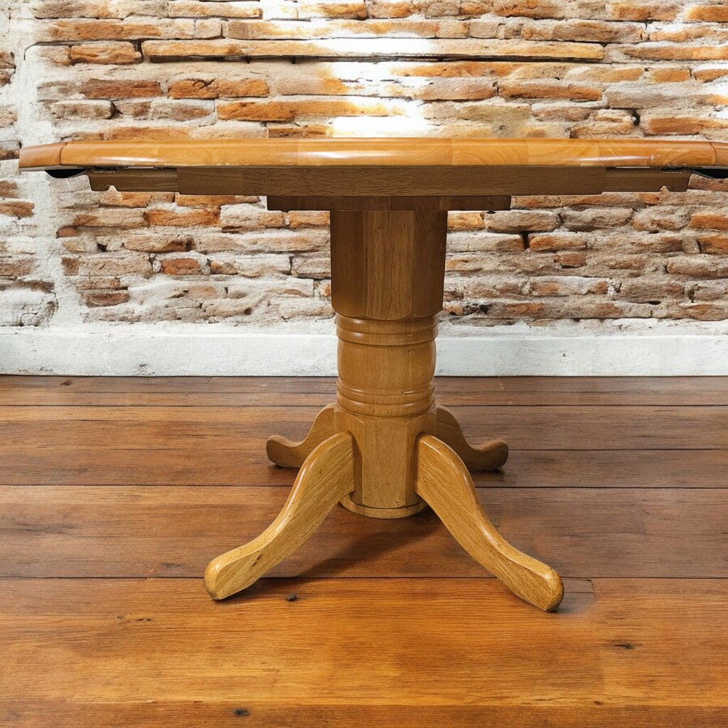 5464 Oak Pedestal Dropleaf Dining Table