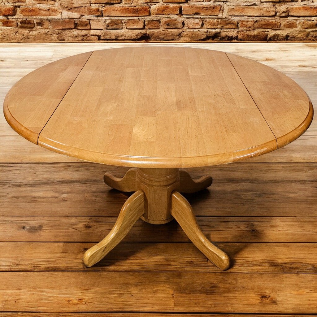 5464 Oak Pedestal Dropleaf Dining Table