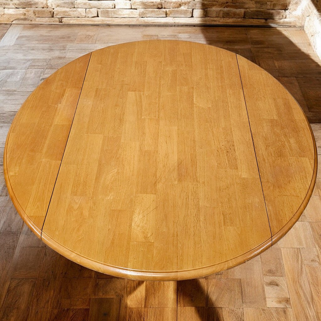 5464 Oak Pedestal Dropleaf Dining Table