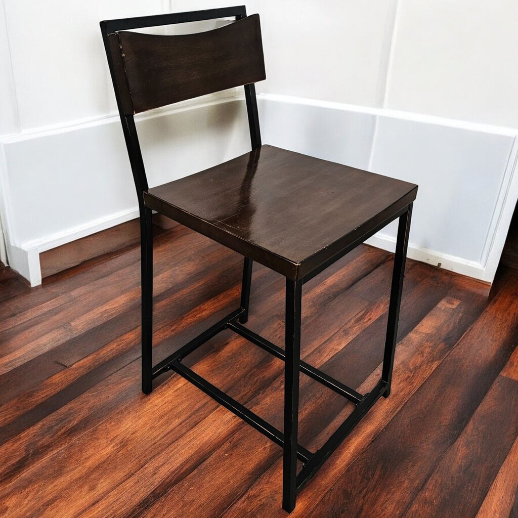 5492 Industrial Wood & Metal Bar Chair