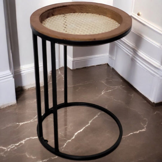 5766 Round Wood and Metal Accent Table