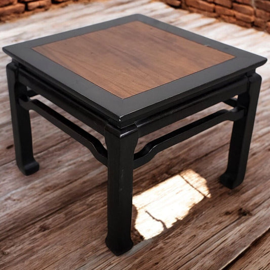 5775 Asian Inspired Wood and Black Side Table