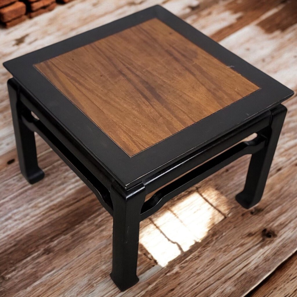 5775 Asian Inspired Wood and Black Side Table