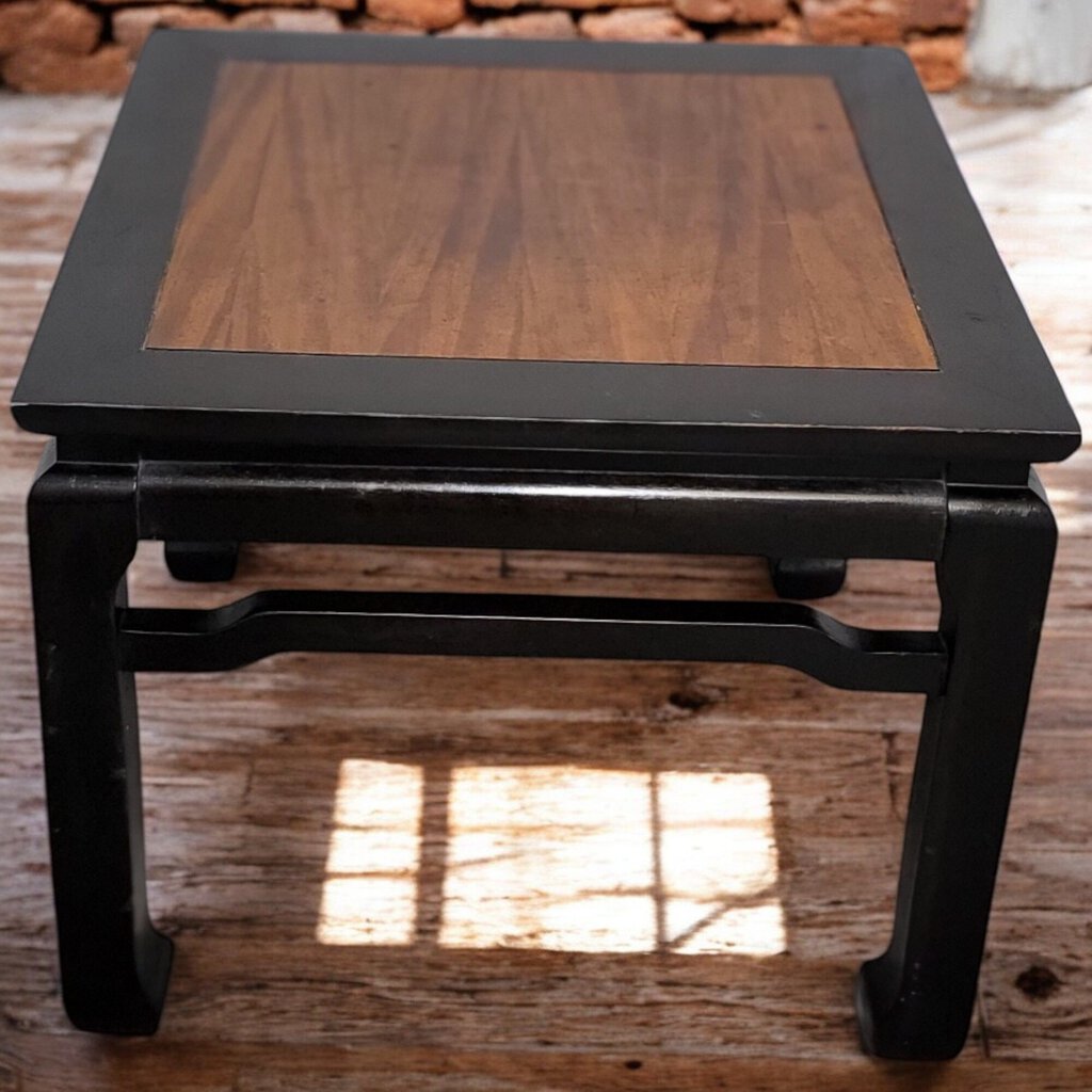 5775 Asian Inspired Wood and Black Side Table