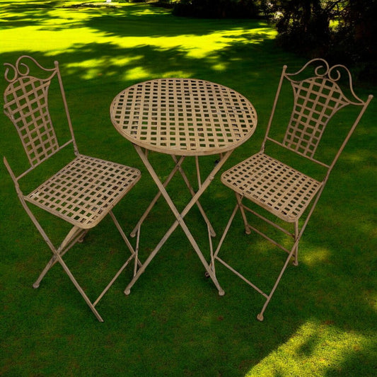 5782 Rustic Woven Metal Patio Pub Table with 2 Chairs