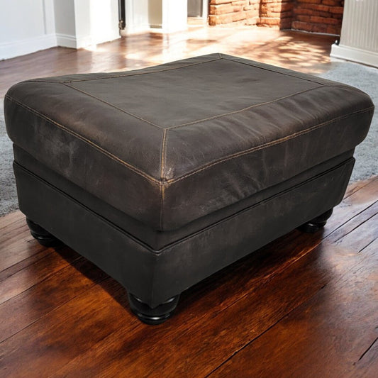 5797 Leather Ottoman with Bunfeet