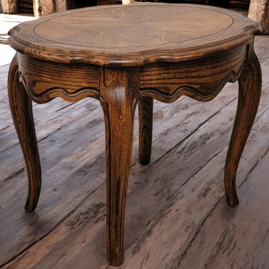 5821 Oak Queen Anne Oval Side Table