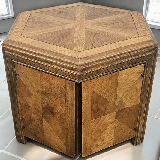 5845 Oak Hexagon Cabinet Side #Table