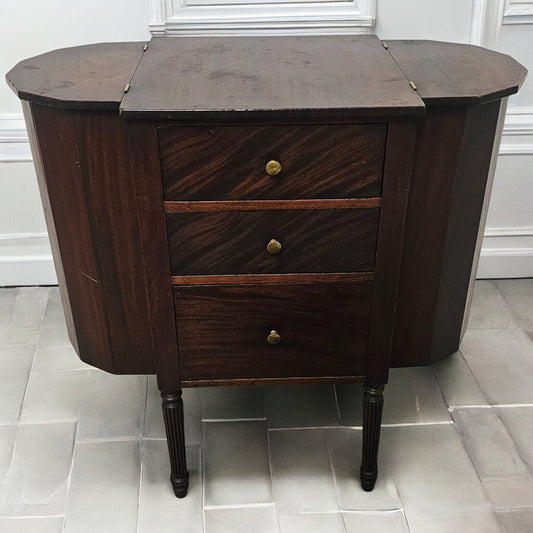 5883 Vintage Oval 3 Drawer Storage Accent Table