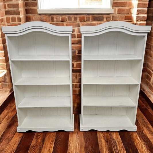 5915-5916 Shabby White Arched 4 Shelf #Bookcase