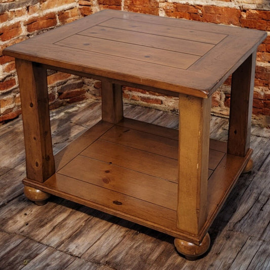 5988 Pine Two Tier Side Table with Bun Feet