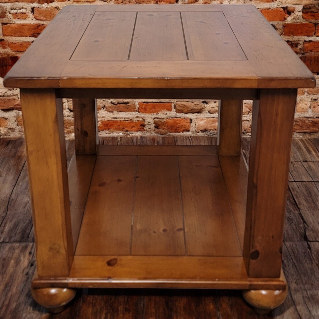 5988 Pine Two Tier Side Table with Bun Feet