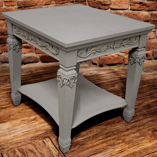 5991 Ornate Gray 2 Tier Side Table