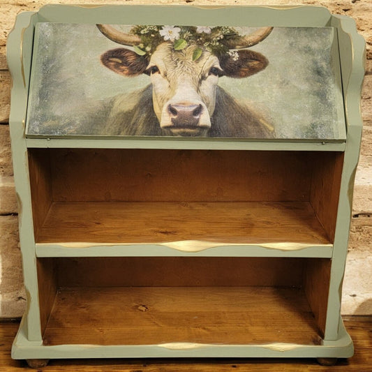 6019 Sage and Gold "Mabel The Cow" Themed Secretary #Desk