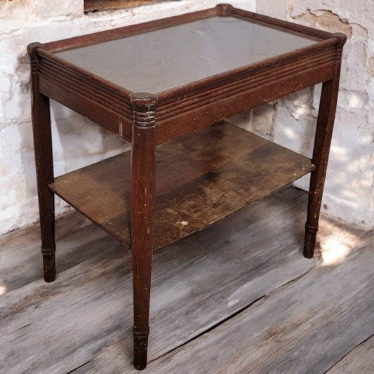 6035 Vintage 2 Tier Side #Table w/Glass Top