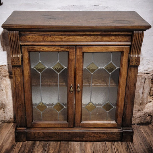 6074 Dark Oak and Leaded Glass #Console