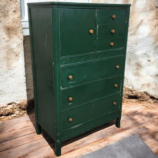 6082 Antique Green Wardrobe Chest