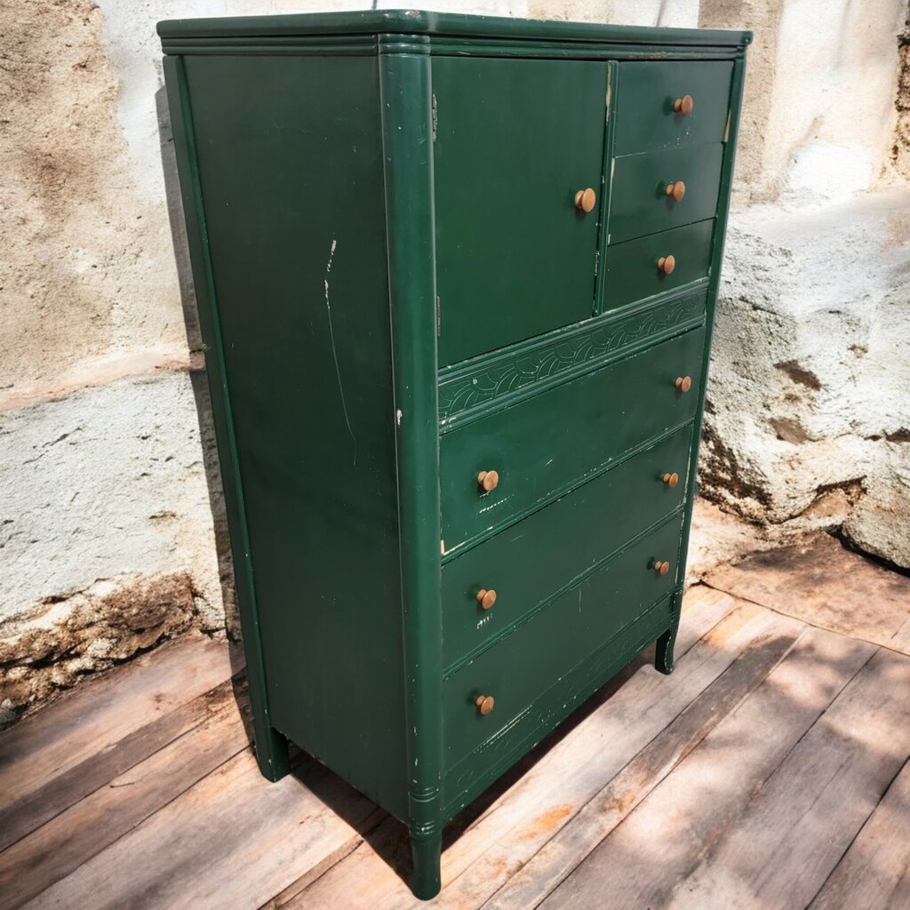 6082 Antique Green Wardrobe Chest