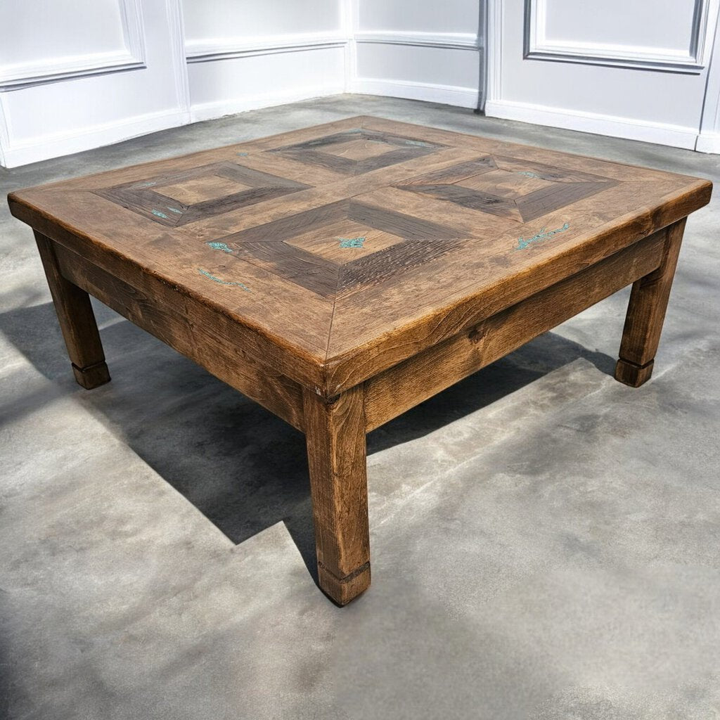 6086 Western Square Coffee Table with Turquoise Inlay