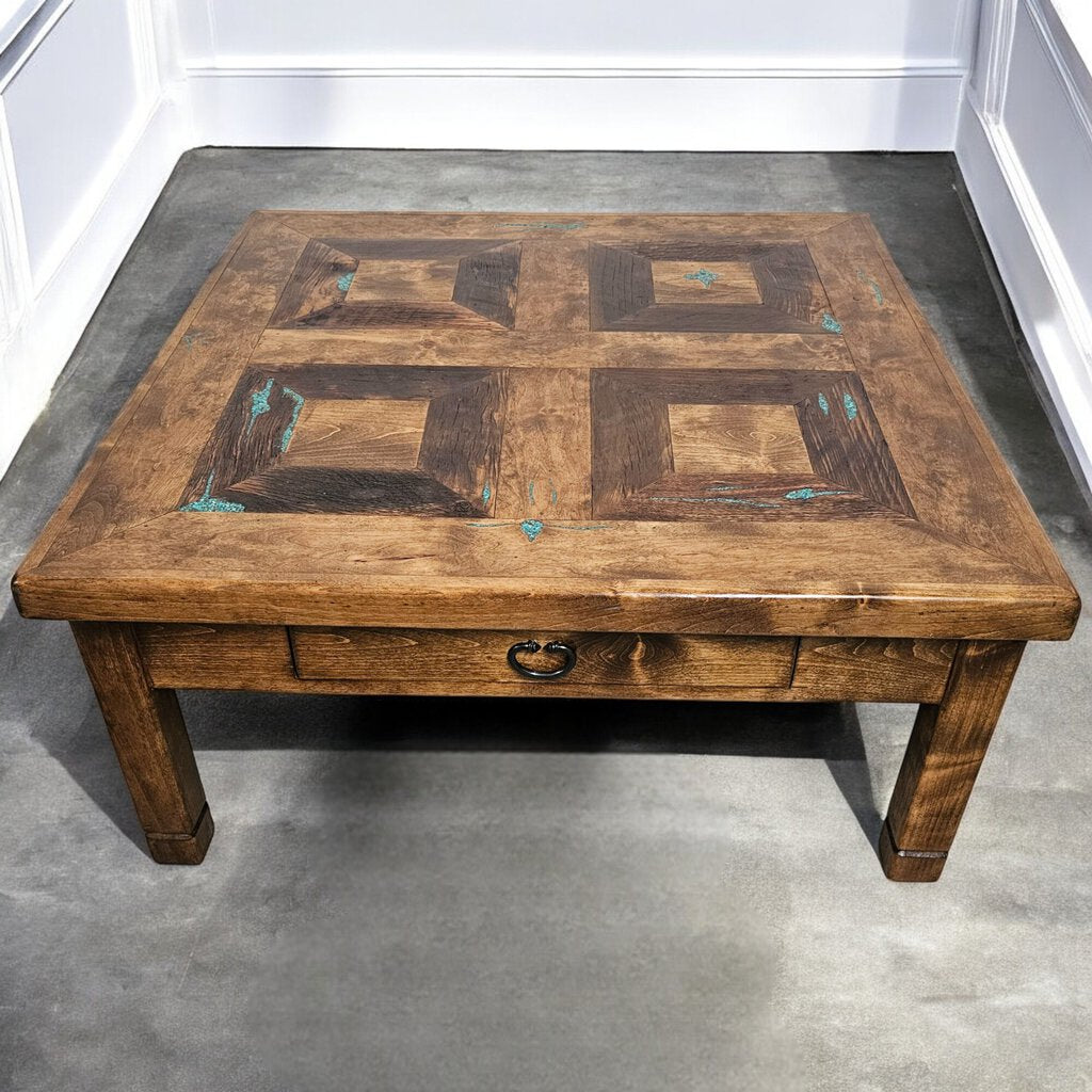 6086 Western Square Coffee Table with Turquoise Inlay