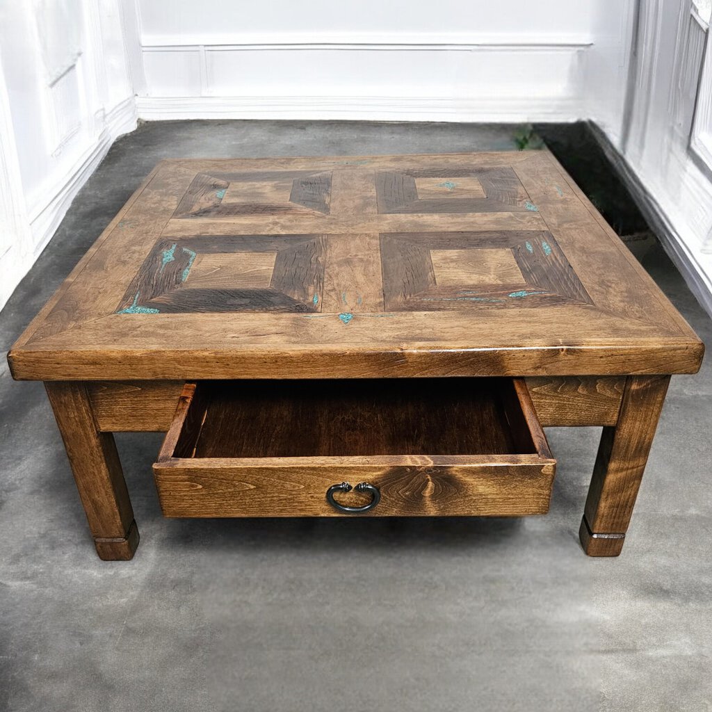 6086 Western Square Coffee Table with Turquoise Inlay