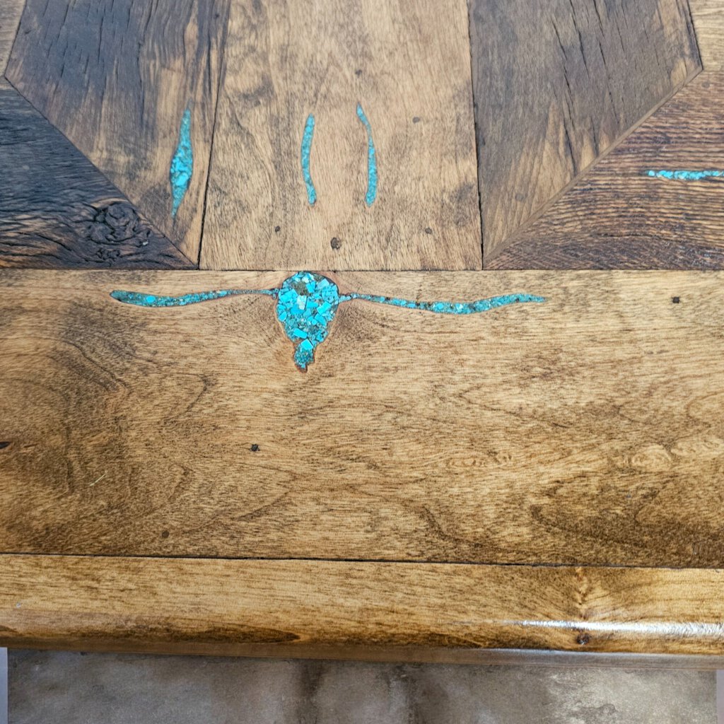 6086 Western Square Coffee Table with Turquoise Inlay