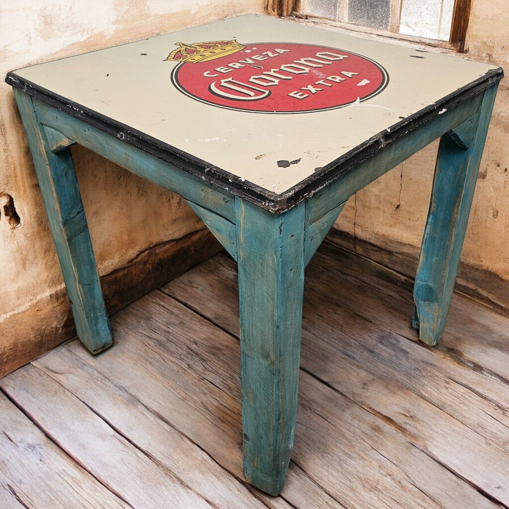 6112 Shabby Turquoise Corona Metal Top Kitchen Table