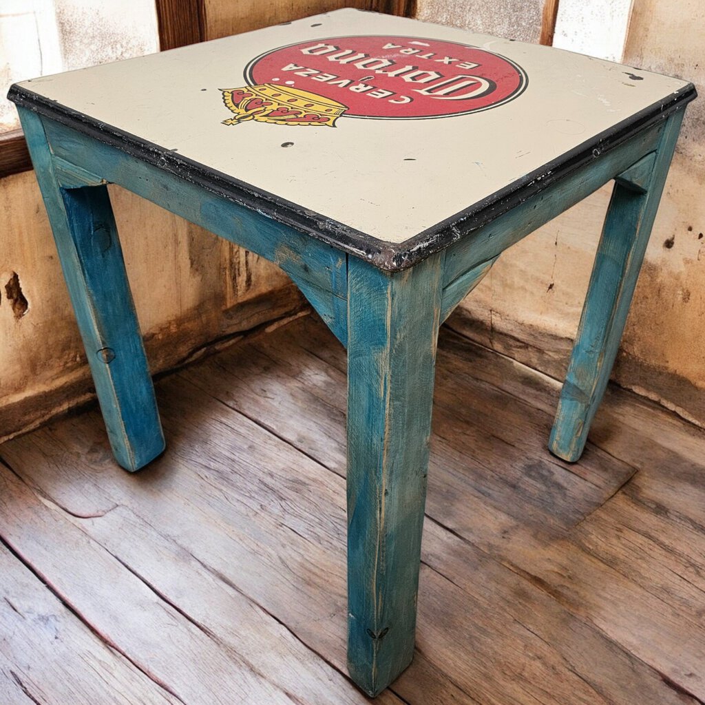 6112 Shabby Turquoise Corona Metal Top Kitchen Table