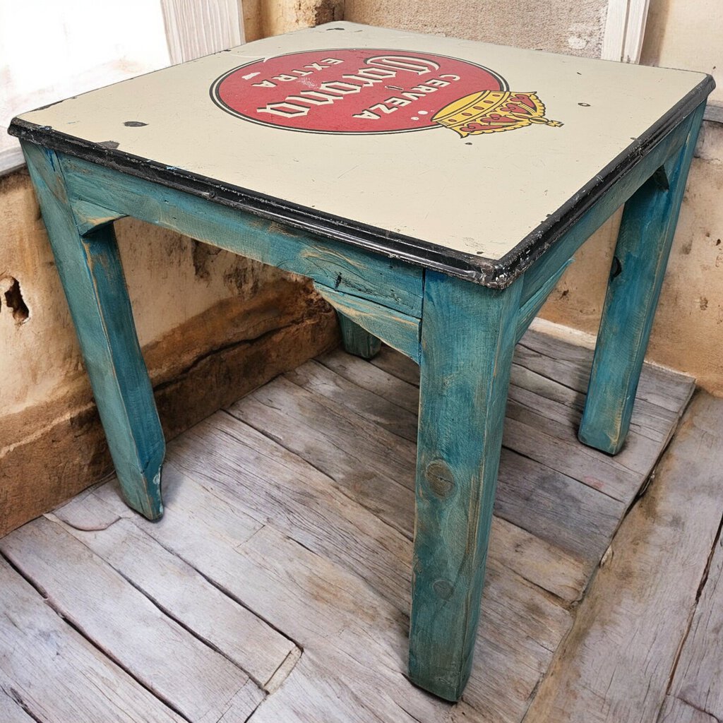 6112 Shabby Turquoise Corona Metal Top Kitchen Table