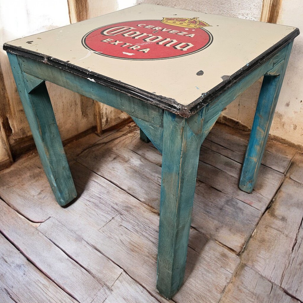 6112 Shabby Turquoise Corona Metal Top Kitchen Table