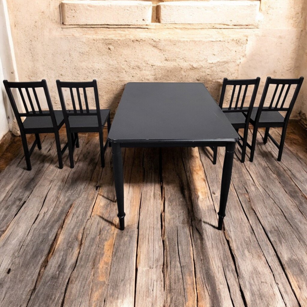 6122 Black Pencil Post Leg Dining Table with 4 Chairs