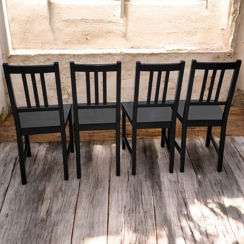 6122 Black Pencil Post Leg Dining Table with 4 Chairs