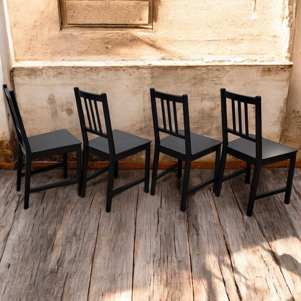 6122 Black Pencil Post Leg Dining Table with 4 Chairs