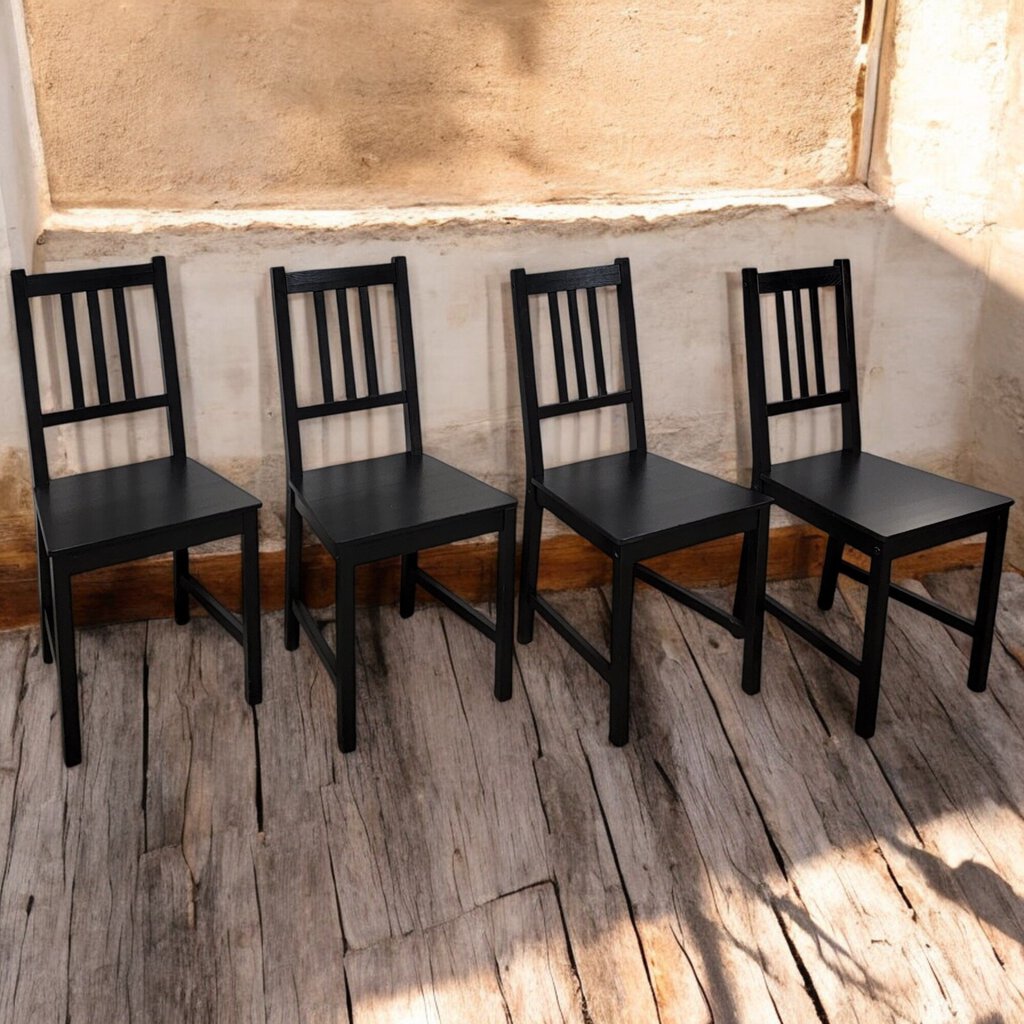 6122 Black Pencil Post Leg Dining Table with 4 Chairs