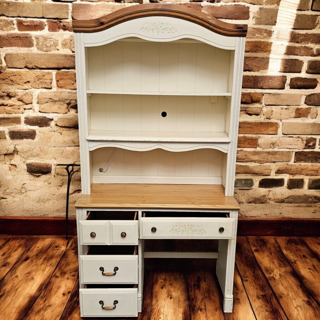 6130 Country Pine Cream #Desk with Hutch